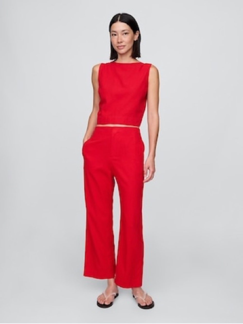 Gap Linen-Blend Relaxed Straight Ankle Pants